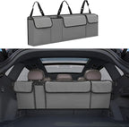 Car Trunk Organizer, Backseat Hanging Large Storage with Adjustable Straps,Waterproof PVC Collapsible Cargo Bag, Car Interior Accessories for Auto SUV MPV (Gray)