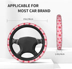 Strawberry Steering Wheel Cover Universal 14.5-15 Inch Car Wheel Protector Anti-Slip Car Steering Wheel Accessories for Women Girls