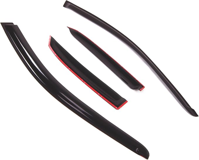WD2-489 Dark Smoke 4 Pcs Set Window Visor (Outside Mount) Deflector Rain Guard Compatible with 2000-2004 Volvo S40