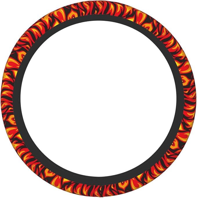 Cool Fire Pattern Steering Wheel Cover for Women Men Girls Car Accessories Decor Anti-Slip Neoprene Auto Steering Wheel Covers Protector Universal 15 Inch