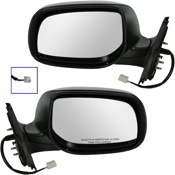 2 Piece Driver and Passenger Side Mirror Assembly Set Electric Adjustment Non-Heated No Memory Black Compatible with 2007-2011 Toyota Yaris Hatchback TO1320230 TO1321230