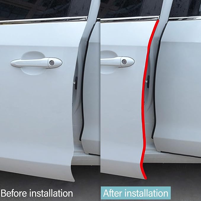 16.5 Ft Car Door Edge Guards, Red Rubber | Universal, Rubber U-Shaped Trim Protector, No Glue Required