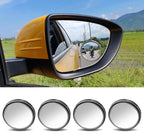 4PCS Car Blind Spot Mirror, 360° Wide Angle Convex Mirrors with Adjustable Frame, 2" Round Rear View Mirror, Adhesive HD Glass Side Mirror for Most Cars Trucks SUVs (Silver)
