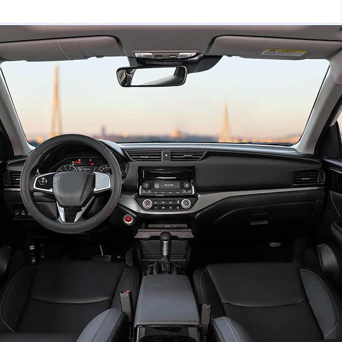 Microfiber Leather Steering Wheel Cover for Honda Accord,Civic,CR-V,HR-V,Pilot(Black+Red Line-Standard Size)