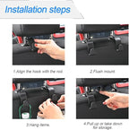 Car Back Seat Headrest Hooks, 4 Pack Carbon Fiber Stylish Back Seat Hanger for Car Handbag Clothes Coats Grocery Bags, Car Interior Accessories (Carbon Fibre/Black)