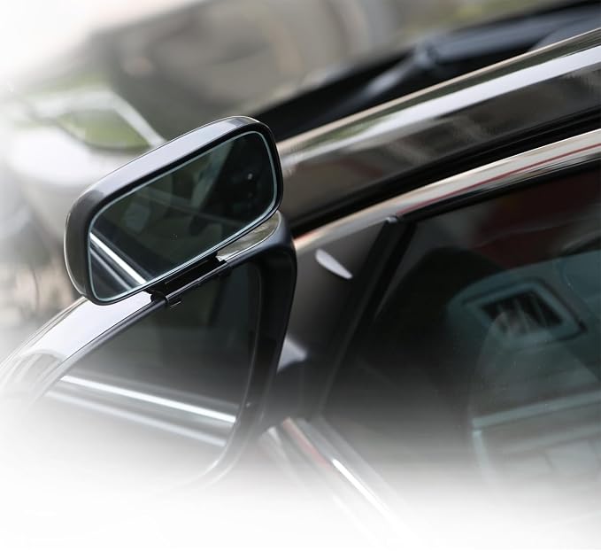 Add On Blind Spot Mirror, Convex Rear View Wide Angle Rectangle Framed HD Glass Adjustabe Mirror Upon Mirror for Car, SUV and Truck (SPECIFIC fit, Black, 1 Pack)