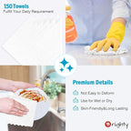 Orighty Cleaning Cloths Bulk, 150 Pack Shop Rags Reusable, Multi-Purpose Shop Towels for Cars, Microfiber Cleaning Rags for Automotive, Mechanic, Kitchen, Lint Free Towels 12x12 Inch, White