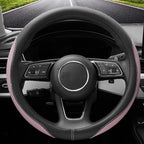 YHONGJT Soft Cute Light Pink Microfiber Leather Anti-Slip Steering Wheel Cover, Universal 15 Inch for Women Girls, Fit Vehicles, Sedans, SUVs, Vans, Trucks