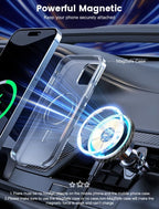 for Magnetic Car Mount Charger-15W Wireless Car Charger-Magnetic Car Phone Holder for Dash Air Vent-LED RGB HandsFree Car Mount Fast Car Charger for iPhone 14/13/12 Series Carbon Fiber