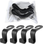 Car Back Seat Headrest Hooks, 4 Pack Black Stylish Back Seat Hanger for Car Handbag Clothes Coats Grocery Bags, Car Interior Accessories (Black2)