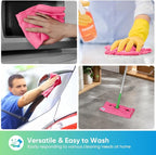Pink Microfiber Cleaning Cloth, 24 Pack Cleaning Towels for Kitchen, Lint Free, Scratch-Free, Highly Absorbent, and Reusable Cleaning Rags for House, Window and Glass, Cars, 11.5 X11.5 inch