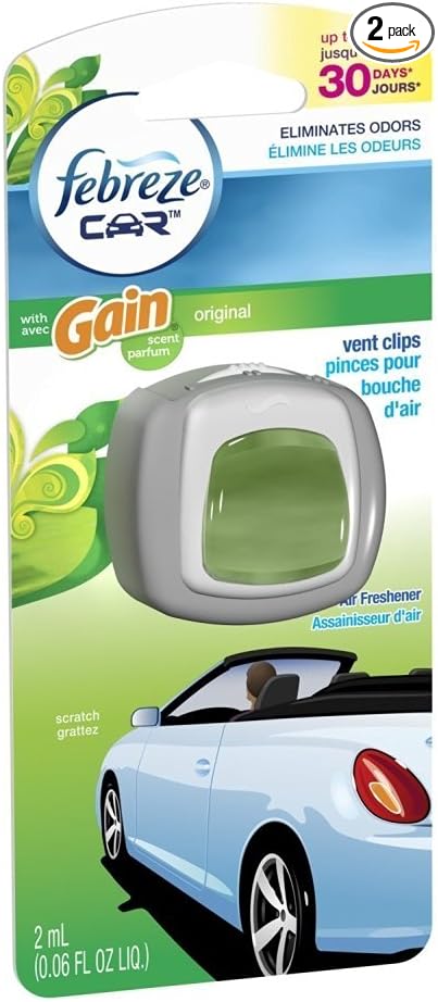 Car Vent Clip Auto, Home Office AC Air Freshener & Odor Eliminator, With Gain Original - 2 Pieces
