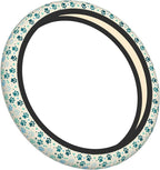 Teal Paw Print Steering Wheel Cover, 15 Inch Universal Fit Neoprene Steering Wheel Protector, Anti-Slip & Breathable Car Interior Accessory, Durable Auto Wrap for Women and Men, Fits Most Vehicles