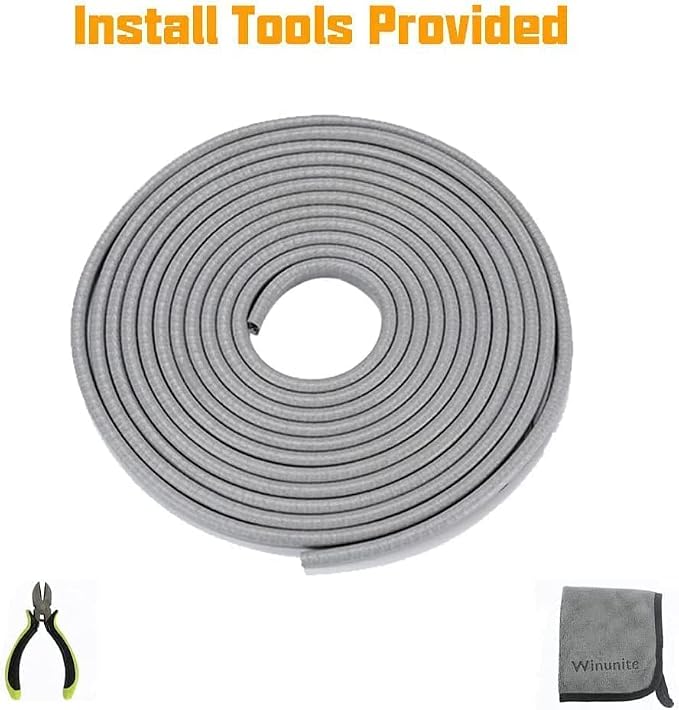 16.4ft(5m) Car Door Edge Guards Light Gray– Fits Most Vehicles, No Glue, U-Shaped, Built-in Metal Clips, Scratch and Chip Resistant – Reduces Dings in Parking Lots