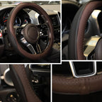 Gomass Car Steering Wheel Cover, Anti-Slip, Safety, Soft, Breathable, Heavy Duty, Thick, Full Surround, Sports Style (Black Brown)
