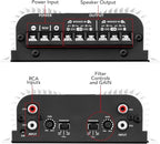 TS 400x4 400 watts RMS 4 Channels Full Range Car Audio Amplifier, 2 Bridged Channels, RCA Input Class D, Output Power, Multichannel Amplifier System, Small - TS400X4