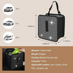 Car Trash Can, Bling Rhinestone Crystal Waterproof Hanging Garbage Bag for Car Interior, Oxford Leakproof Foldable Waste Organizer Trash Bin Universal for Most Vehicles (White)