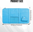 Car Sun Visor Organizer, Truck Visor Organizer, Leather Multi-Pocket Auto Visor Storage Pocket Pouch Holder with Zipper, Auto Accessories Storage Bag for Driving License Card Pen (Sky Blue)