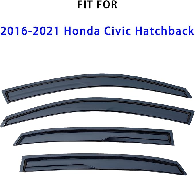 Tape On Window Rain Guards for 2016-2021 Honda Civic Hatchback | Side Window Wind Deflectors Vent Visors for Honda Civic Hatchback 16-21,No Drill Installation,Car Accessories-4PCS