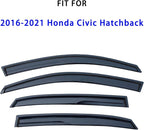 Tape On Window Rain Guards for 2016-2021 Honda Civic Hatchback | Side Window Wind Deflectors Vent Visors for Honda Civic Hatchback 16-21,No Drill Installation,Car Accessories-4PCS