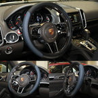Steering Wheel Cover, Microfiber Leather Splicing with Classic Embossing,Contrasting Colors Anti-Slip Breathable Auto Car Steering Wheel Cover Fit 15 Inch Car Wheel Protector (Black&Blue)