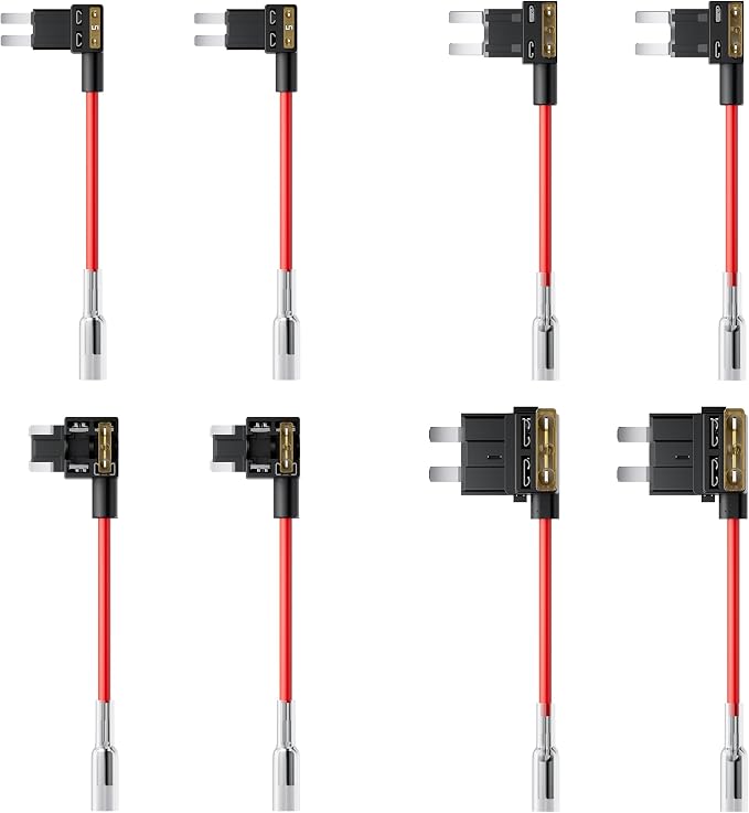 Dashcam Hardwiring Kit, Includes Two Sets of Four Fuse adapters and a USB-C Power Connector, Supporting 24-Hour Parking Monitoring and Low-Voltage Protection