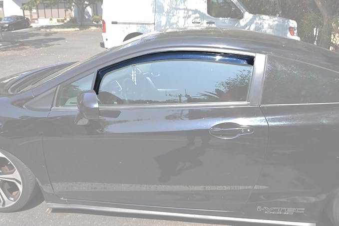 for 2012-2015 Honda Civic 2Dr Coupe | EOS Visors JDM in-Channel Style Smoke Tinted Side Vent Window Deflectors Rain Guards