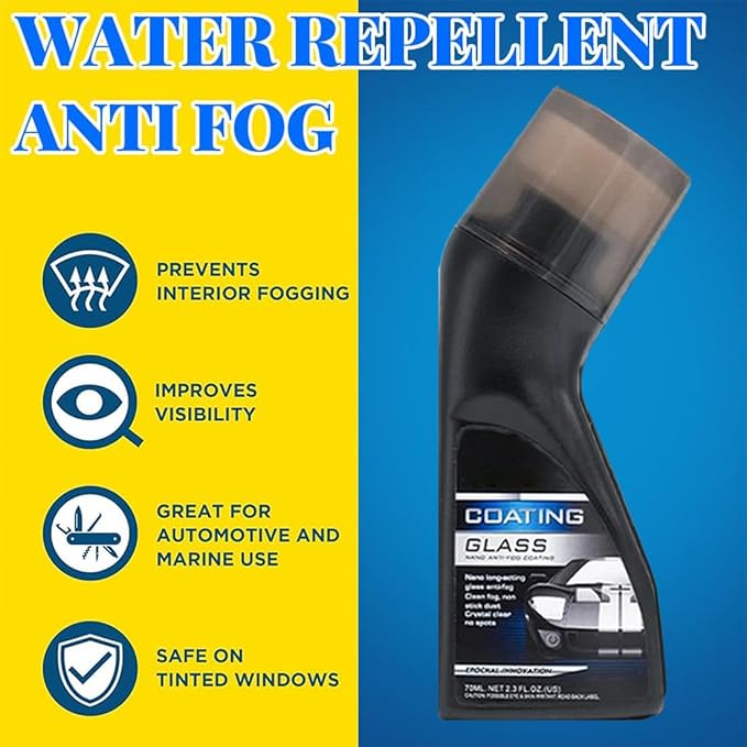 Micro-molecular Anti-fog Coating Agent Wiper, Magic Gem Coating Glass, Magic Gem Anti-Fog Coating, Car Anti-Fog Agent with Applicator, Anti Fog for Car Windshield,Windows,Mirrors,Glasses (2Pcs)