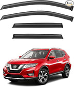 Rain Guards for 2014-2020 Nissan Rogue (Exclude Rogue Sport Models), Out-Channel Window Visor Shields Vent Deflector Shade Wind Dark Smoke 2022 21 22 23, Tape-On Outside-Mount, 4PCS