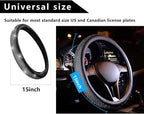 Steering Wheel Cover, Bling Crystal Rhinestones Auto Wheel Protector, Sparkly Cover Universal Fit Diverse 14.5-15 inch Steering Wheel, Interior Decor Car Accessories (Black)