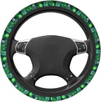 Alien Palm Leaf Flower Spaceship Steering Wheel Cover Car Accessories Cute for Women Girls Girly Universal 15 Inch Neoprene Auto Interior Decor Anti Slip Car Truck Protector