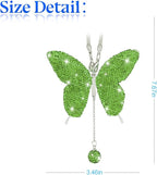 Bling Butterfly Diamond Car Accessories, Crystal Car Rear View Mirror Charms for Women, Car Decoration Lucky Gifts Hanging Interior Crystal Ornament Pendant Decor for All Cars (Light Green)