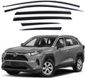 AUTOCLOVER Tape-On Rain Guards Window Visors 6 Pcs Set for Toyota Rav4 2019 2020 2021 2022 2023 2024 2025 / Window Deflectors, Out-Channel Vent Shades (Chrome Line Black)