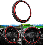 Bling Car Steering Wheel Cover, Non-Slip Elastic Stretch Leather Auto Steering Wheel Protector, Sparkling Diamond Vehicle Decor Accessories for Women Girls, Universal for Vehicles (Red)