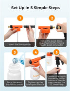Car Wash Foam Gun + Microfiber Wash Mitt - Car Foam Sprayer - Foam Cannon for Hose - Spray Gun Cleaner - Snow Blaster for Cars, Boats, RVs, Foam Cannon Connects to Any Garden Hose