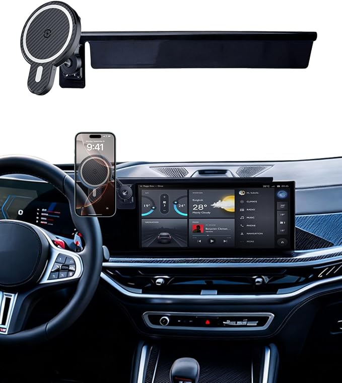PZK Car Phone Mount for BMW X5 2024-2026 X6/ BMW X7 2023-2026 Accessories | Magnetic 15W Fast Wireless Charger Car Phone Holder Custom 14.9-inch Screen with 360° Rotating Extension Rod Hands-Free