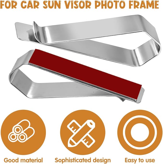 6Pcs Car Sun Visor Photo Frames, Strong Hold Visor Clips for Cars DIY Sunshade Photo Frame Clip, Not Easy to Damage Stainless Steel Accessory for Car, Home & Office