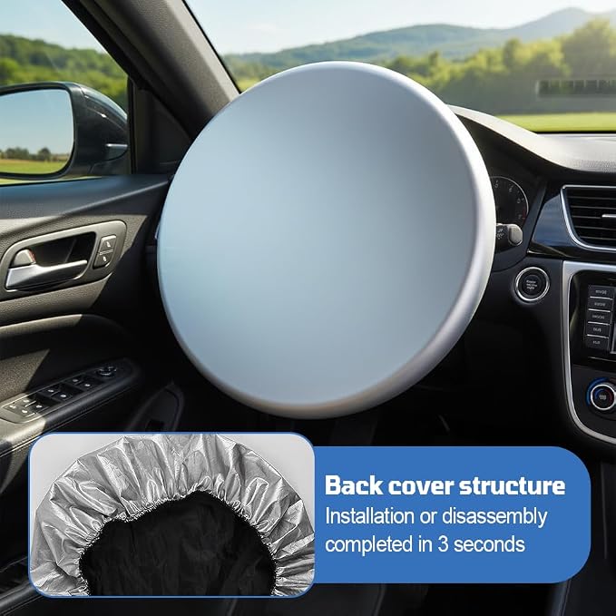 Steering Wheel Sun Cover, 2PCS Anti-Heat Steering Wheel Sun Shield Auto Sunshade Accessories for Cars SUV Truck (16.54inch)