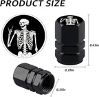 4Pack Skeleton Tire Valve Caps Universal Tire Air Cap Valves Stem Covers | Aluminum Alloy Rust-Proof Valve Stem Caps, for Auto SUV Truck Motorcycle Bicycle, Terror Skull Gifts for Women Men Drivers