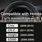 Customized Auto Car Steering Wheel Cover for Honda Civic, CR-Z, Insight, S2000, 14" - 14.25" (Diamond Quilted-Black+Red-Small Size)