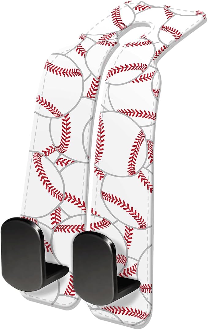 Car Seat Headrest Hook, Universal Leather Cute Hanger Holder Hook, Storage Organizer Interior Accessories for Purse Bags Handbag Cute Baseball