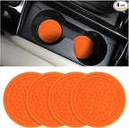 Mandark 4PCS Car Cup Holder Coasters, 2.75 Inch Non-Slip Insert Water Bottle Holder Pads, Dustproof Automotive Interior Accessories Mat, Universal for Vehicles, Trucks, RVs and More (Orange)