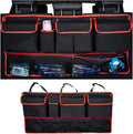 Mandark Car Trunk Organizer, Super Capacity Vehicle Hanging Backseat Cargo Storage Bag with Robust Elastic Net, Detachable Auto Seat Back Organizing Bag, Universal for SUV, Truck, RV（Black/Red）