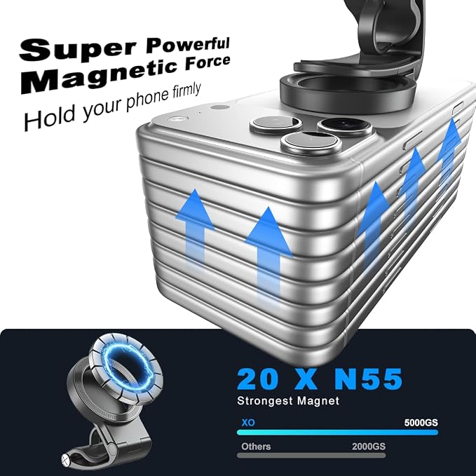 Magnetic Phone Holder for Car,Strong Non-Slip Car Phone Mount, Hands-Free Navigation for Car,Phone Holder for Car/Desk, Compatible with iPhone/Samsung and All Smartphones (2-Pack)