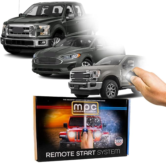 MPC Remote Start Kit for Ford F-150 2015-2020 | F-250 F-350 2017-2021 | Fusion 2014-2020 | Plug and Play | Press Fob Lock Unlock Lock to Start | No Honk | Gas or Diesel