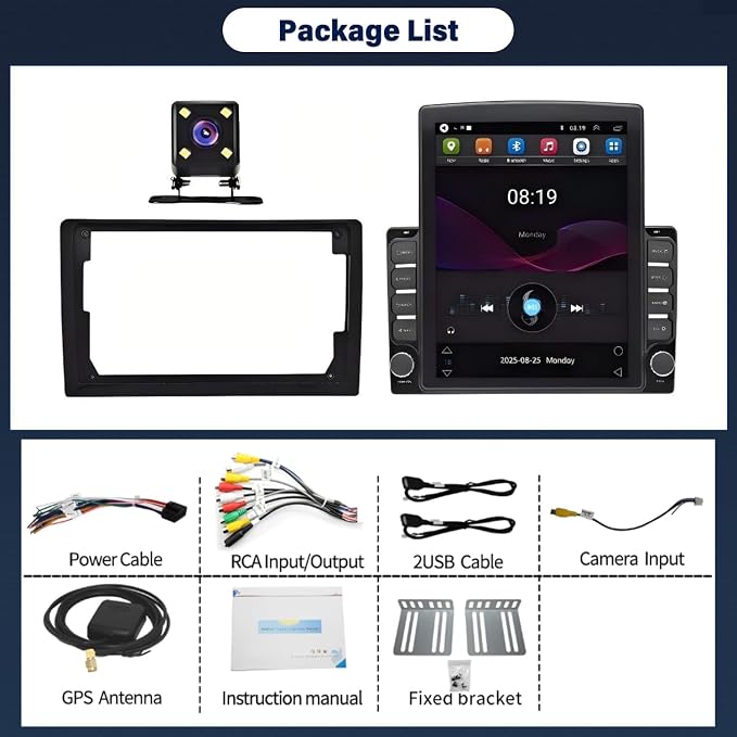 Double Din Car Radio Stereo for 2009-2014 Ford E-250 E-150 E-350 Radio 9.7 Inch Touch Screen with Wireless CarPlay/Android Auto Head Unit GPS Bluetooth FM/RDS SWC Backup Camera
