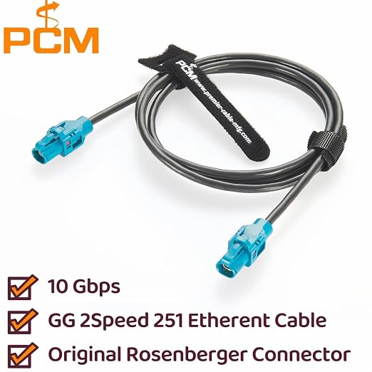 Rosenberger E6K10A-1CAZ5-Z H-MTD Vehicle Automotive Ethernet Cable 10Gbps 100/1000BASE-T1 H-MTD Female to Female Shielded LCA-101-1000-Z-Z Cable for ADAS, Telematics, Autonomous Driving (3M/9.84FT)