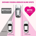 Heart Shaped Blind Spot Mirrors for Car 2 Pack - HD Glass Frameless, Adjustable Angle Wide View Convex Mirror Stick to Side Mirror Blindspot, Cute Girly Heart Car Accessories for Women