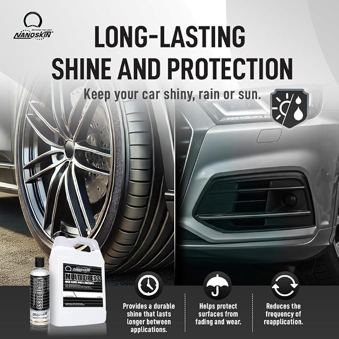 MULTI DRESS All Purpose Dressing 1 Gallon - Interior & Exterior Dressing for Car Detailing Works on Tire, Vinyl, Rubber, Plastic & Trim Safe for Cars, Trucks, Motorcycles, RVs & More