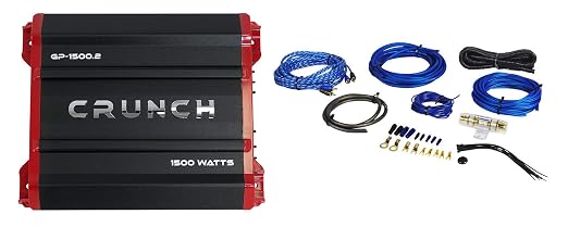 GP-1500.2 1500 Watt 2 Channel Car Audio Amplifier Stereo Amp Bridgeable Bundle with Rockville RWK82 8 Gauge 4 Chan Car Amp Wiring Installation Wire Kit (2) RCA's